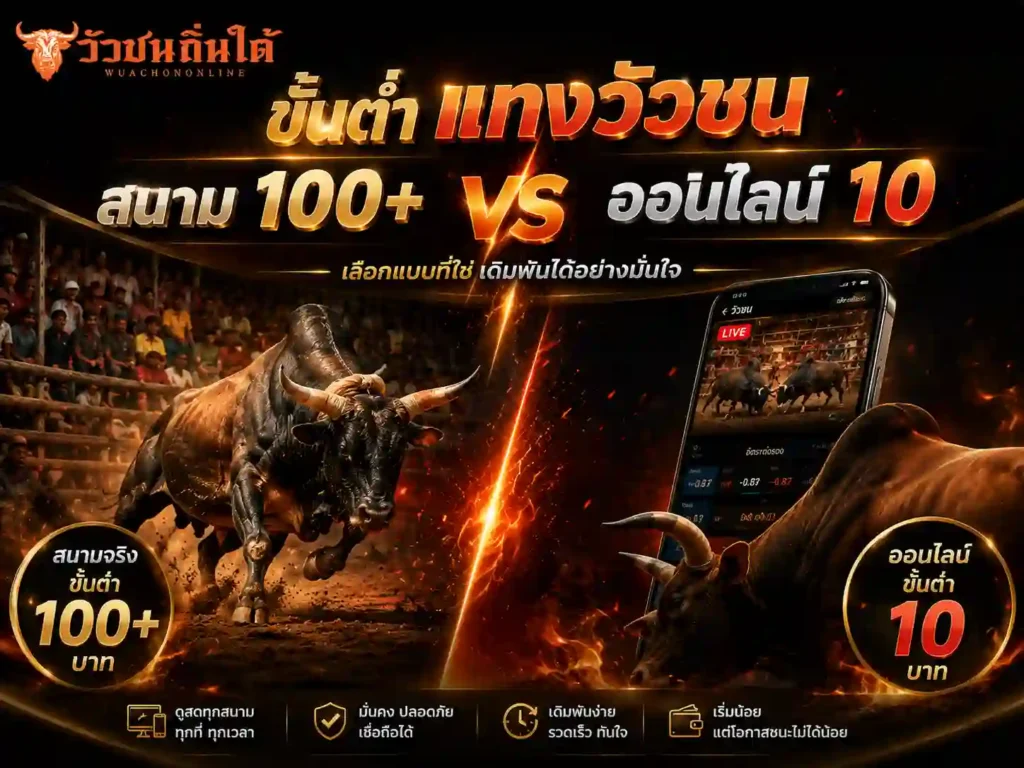 ขั้นต่ำ แทงวัวชน สนาม 100+ vs ออนไลน์ 10