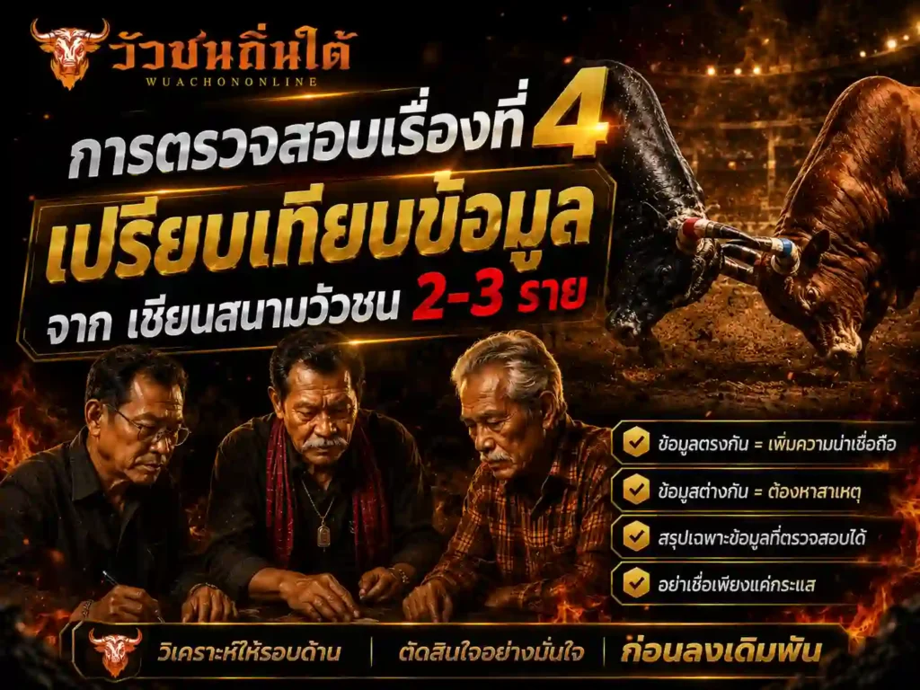 4.เปรียบเทียบข้อมูลจาก เซียนสนามวัวชน 2-3 ราย