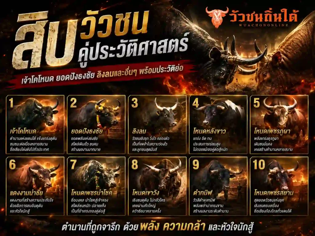 สิบ วัวชนคู่ประวัติศาสตร์ เจ้าโคโหนด ยอดปังธงชัย ลิงลม